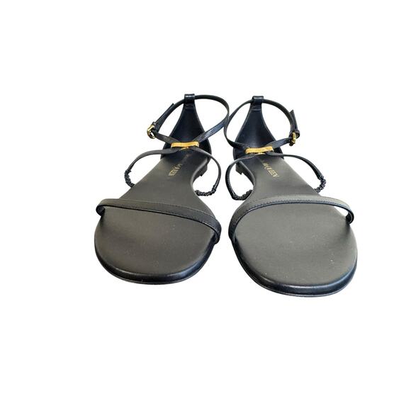 Alexander McQueen NIB Engraved Logo Sandals in Black Size 39.5 - Picture 6 of 13